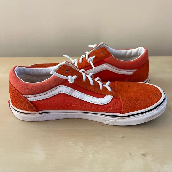 Vans Unisex Orange and White Suede Sneakers - Picture 7 of 13